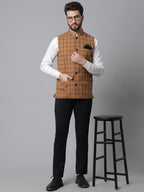 Even Apparels Men's Beige Nehru Jacket With Welt Pockets