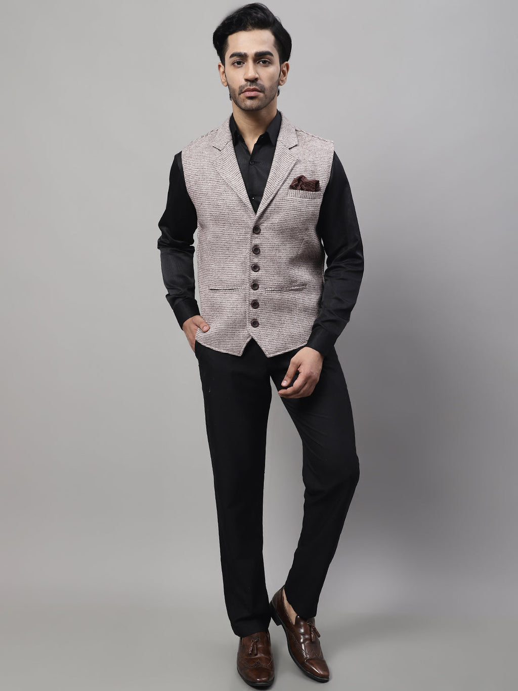 Even Apparels Men's Cream Pure Wool Nehru Jacket