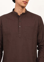 Fabmade Cocoa Drift Linen Short Kurta