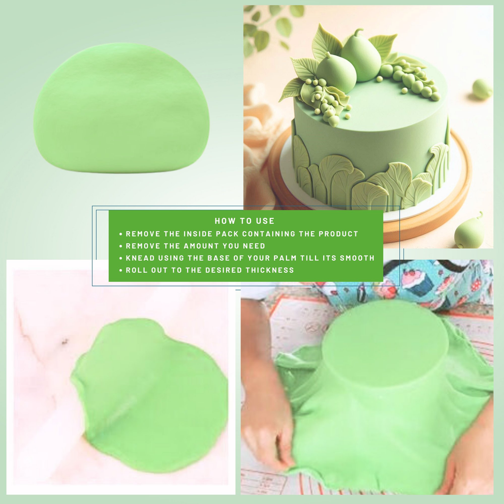 pea green fondant edible sugarpaste 1kg