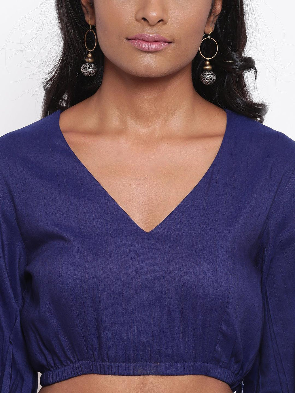 trueBrowns Blue Gathered Sleeve Top