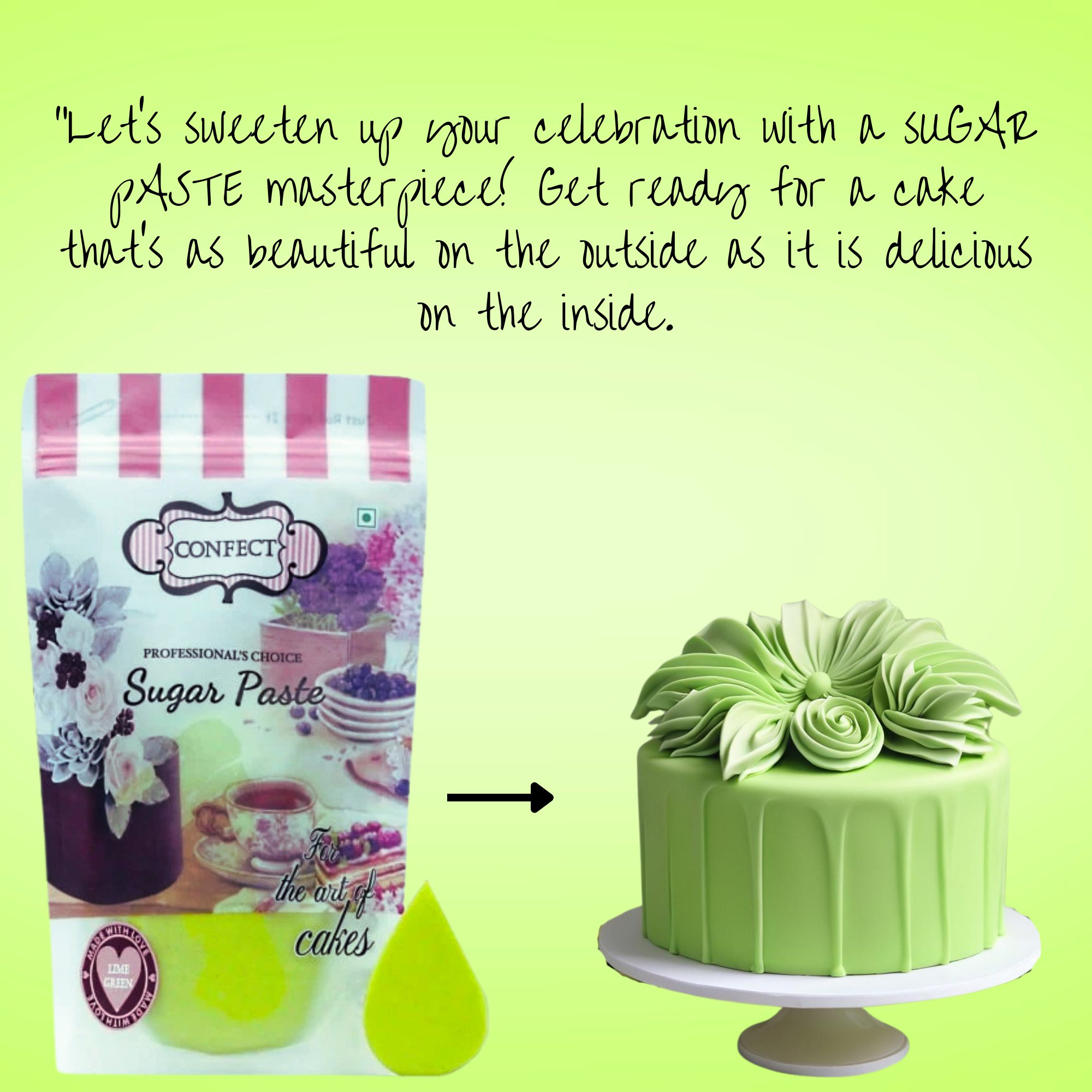 lime green fondant edible sugarpaste 1kg