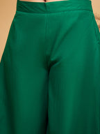 InWeave Women's Forest Green Short Kurta Palazzo Set