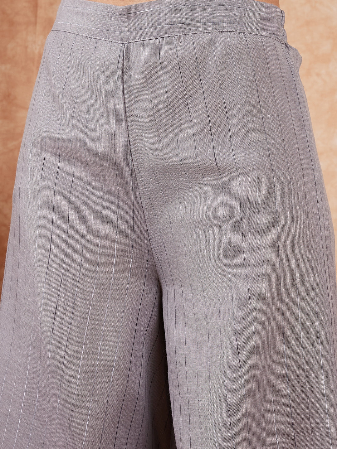 InWeave Light Grey Lurex Halter Neck W/S Kurta Palazzo Set - Distacart
