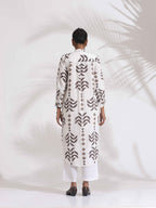 trueBrowns White Cotton Stripe Print Pleated Kurta Set - Distacart