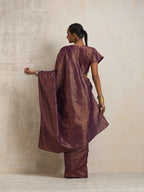 trueBrowns Purple Gold Lurex Ready To Wear Saree
