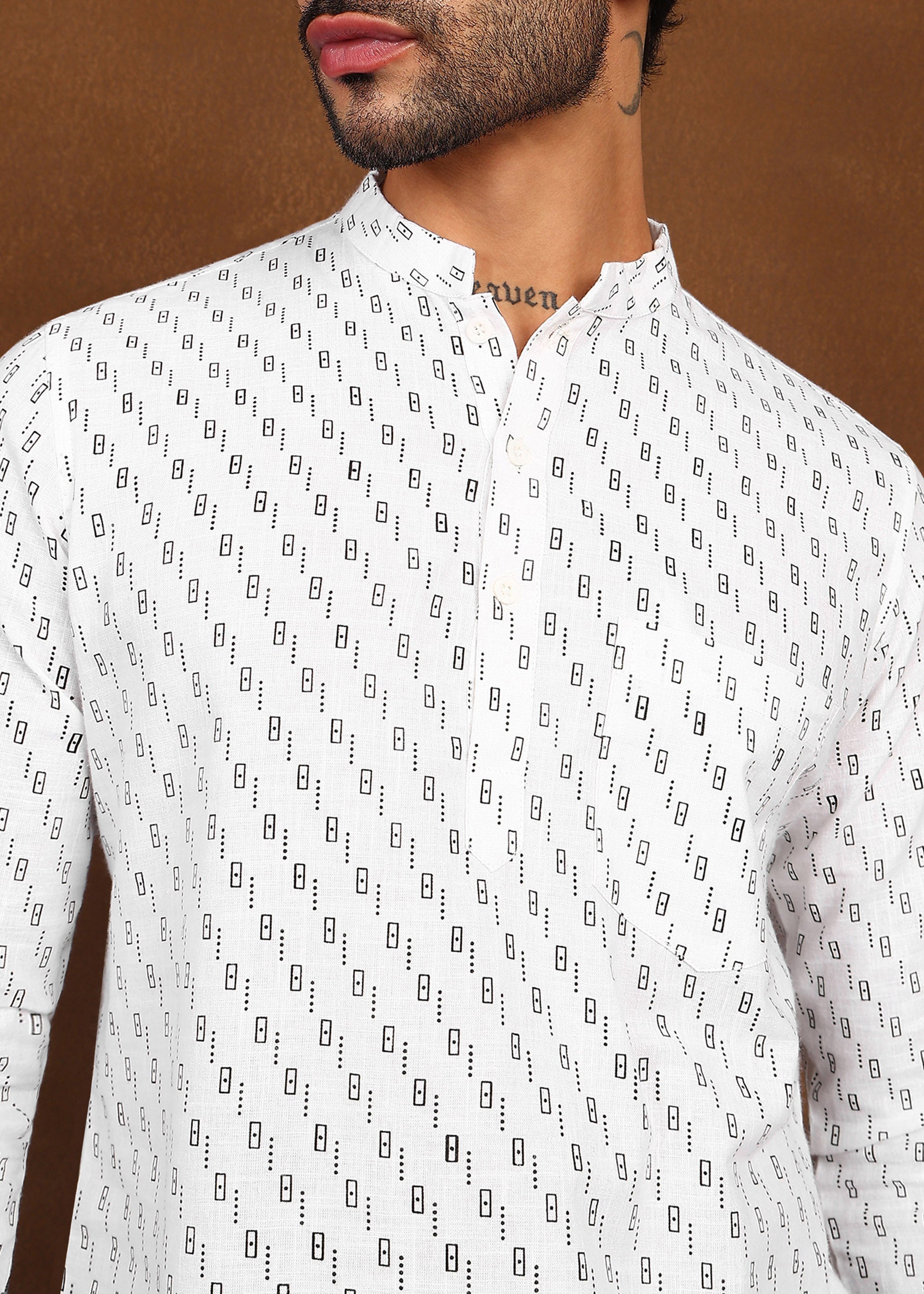 Fabmade Ivory Glyph Kurta Shirt