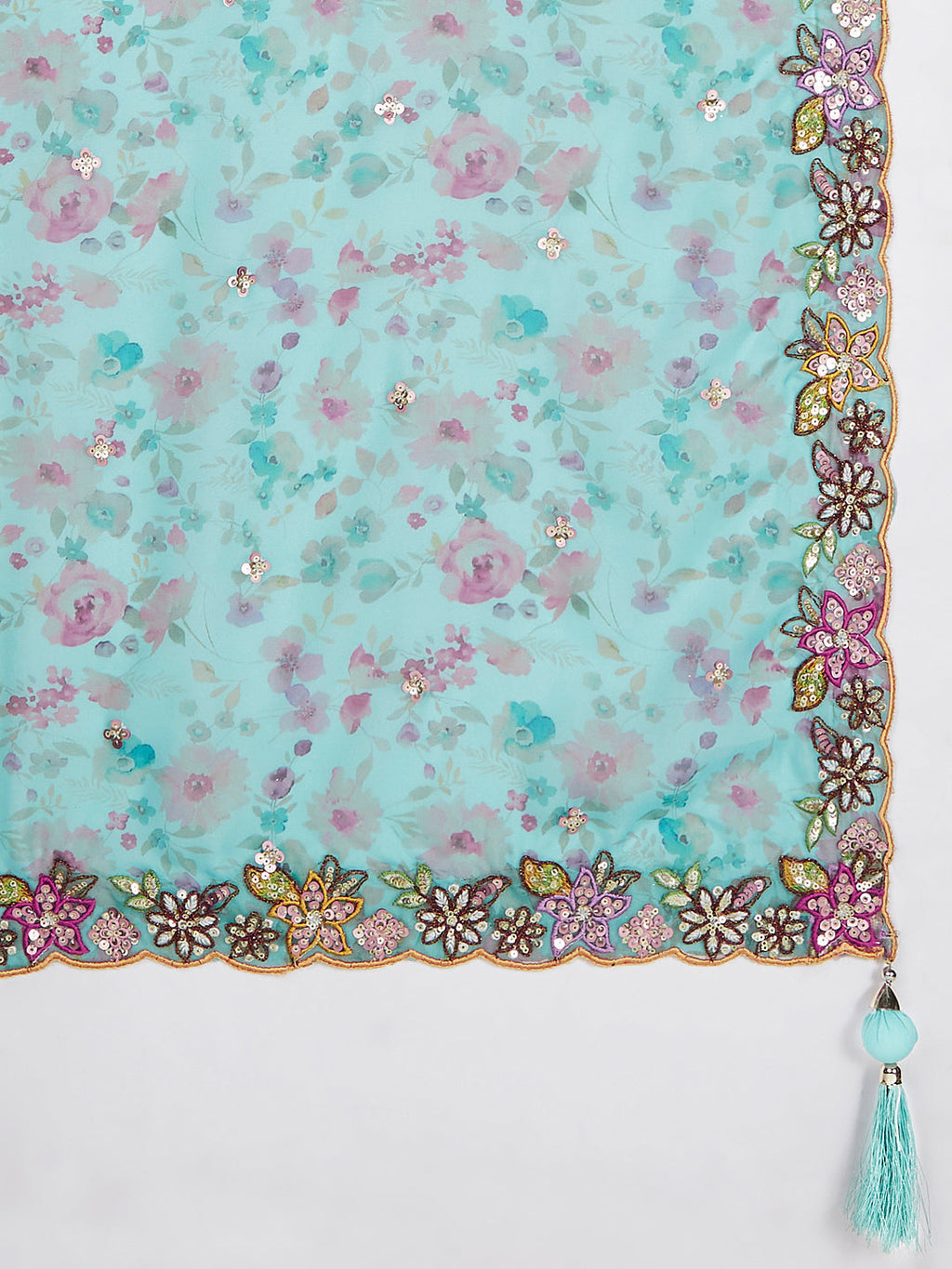 House of Panchhi Mauve Chiffon Sequins And Thread Embroidery Lehenga Choli & Dupatta