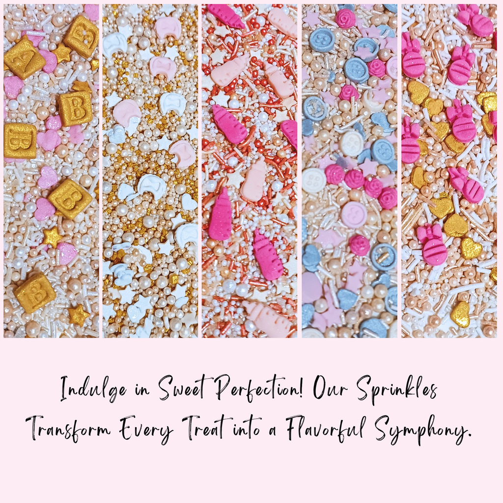 confect girls baby shower sprinkles mix heart teddy baby feed bottle baby feet sprinkles pack of 5 baby shower 17