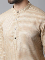 Even Apparels Beige Solid Kurta With Band Collar - Distacart