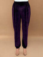trueBrowns Wine Velvet Embroidered Kurta Set - Distacart