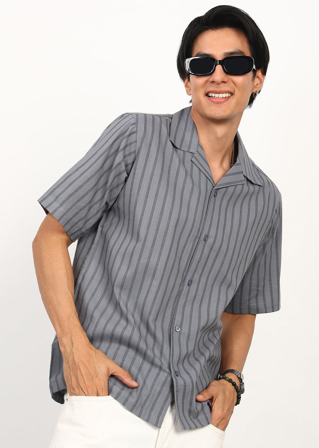 Fabmade Graphite Stripe Short-Sleeve Shirt