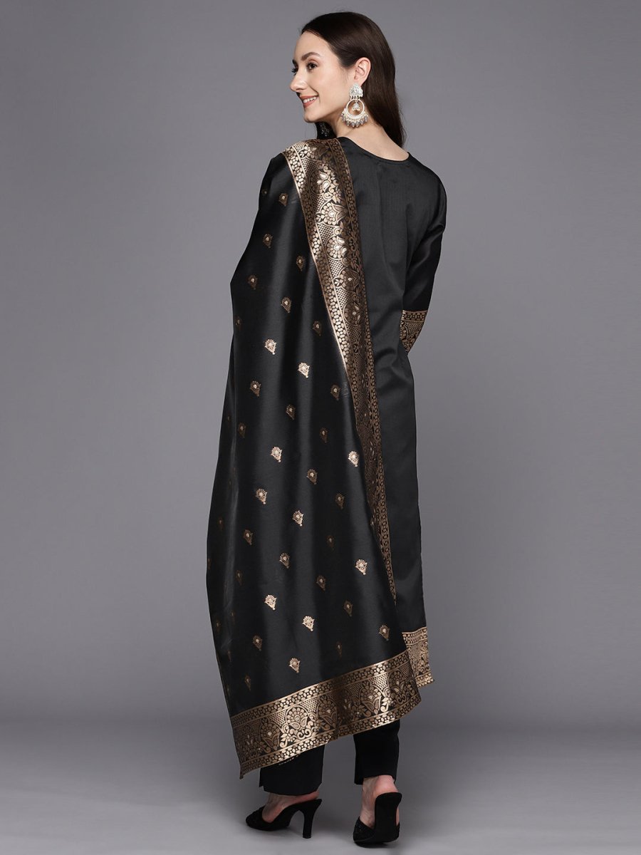 Ahalyaa Unstitched Black Dress Material - Distacart