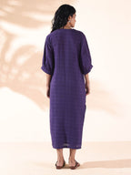 trueBrowns Purple Cotton Dobby Slit Dress - Distacart