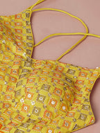 House of Panchhi Yellow Organza Leheriya Printed Lehenga Choli & Dupatta