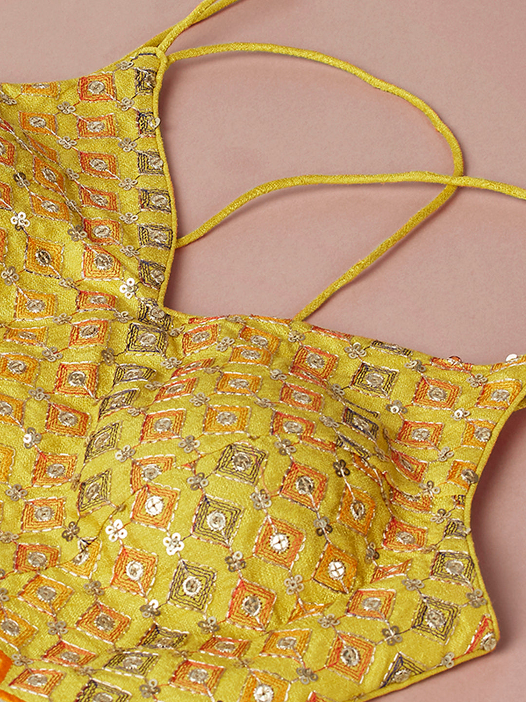 House of Panchhi Yellow Organza Leheriya Printed Lehenga Choli & Dupatta