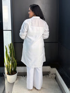 trueBrowns White Slub Kurta - Distacart