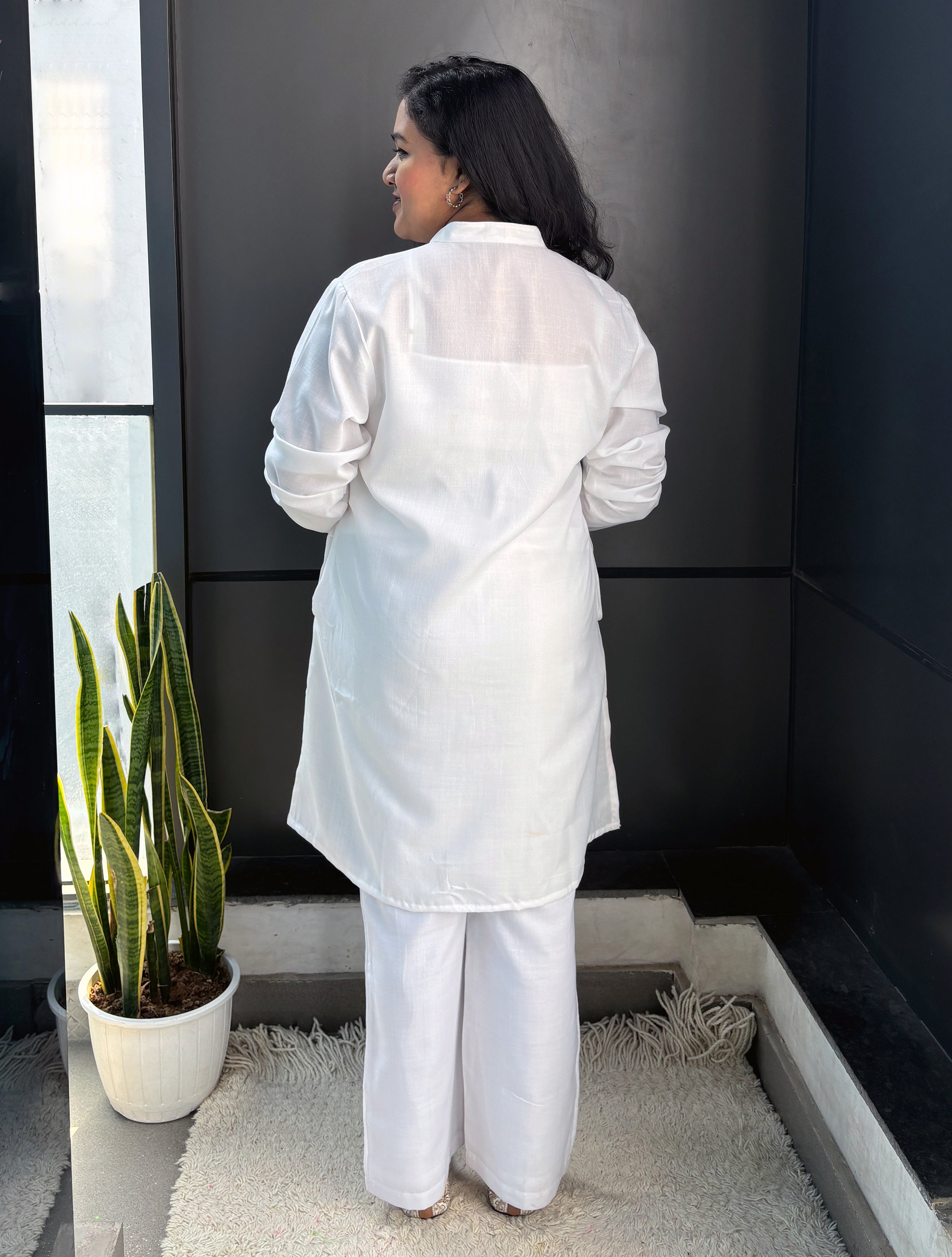 trueBrowns White Slub Kurta - Distacart