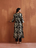 trueBrowns Black Metallic High Slit Kurta Set - Distacart