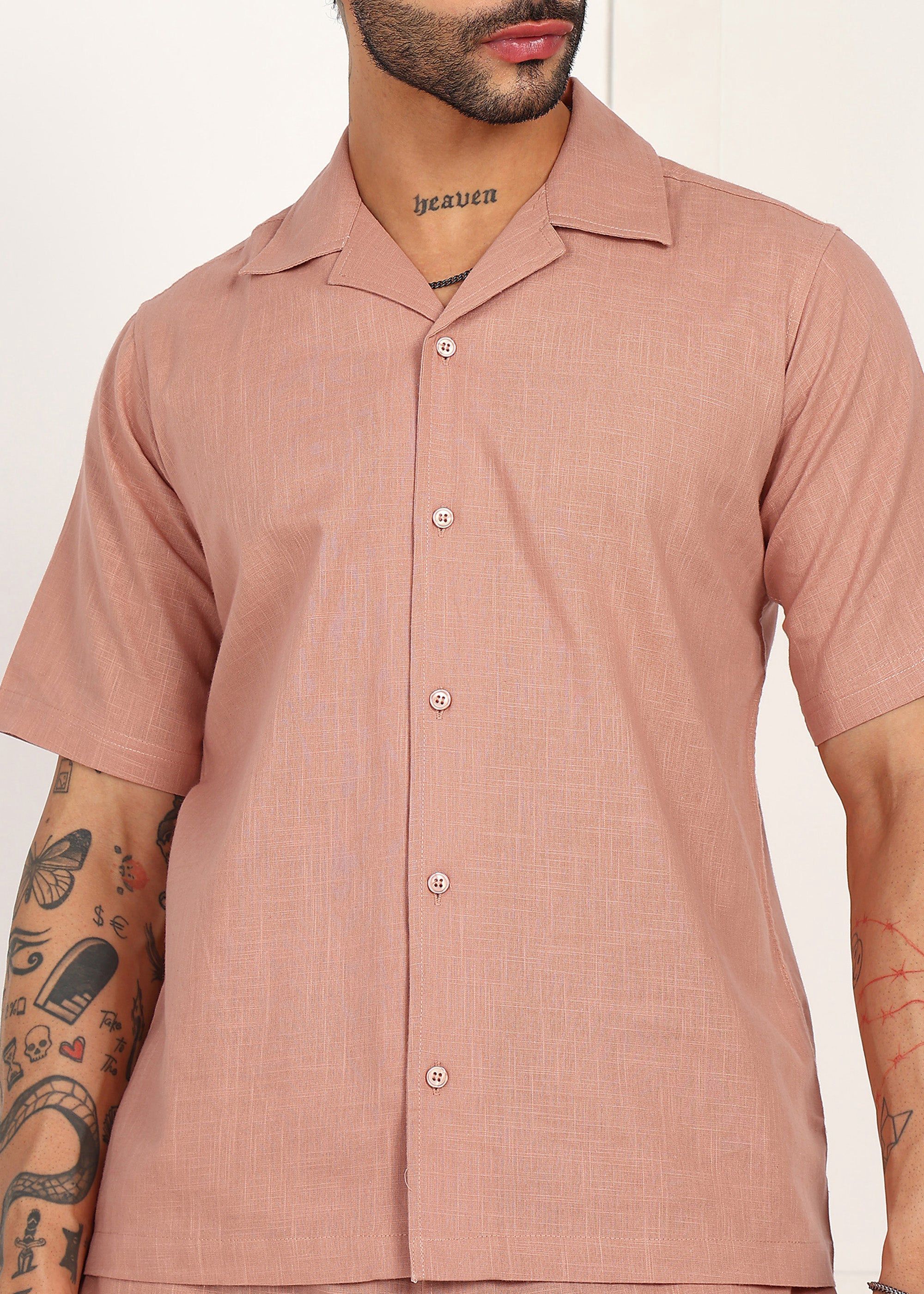 Fabmade Men’S Peach Linen Co-Ord Set