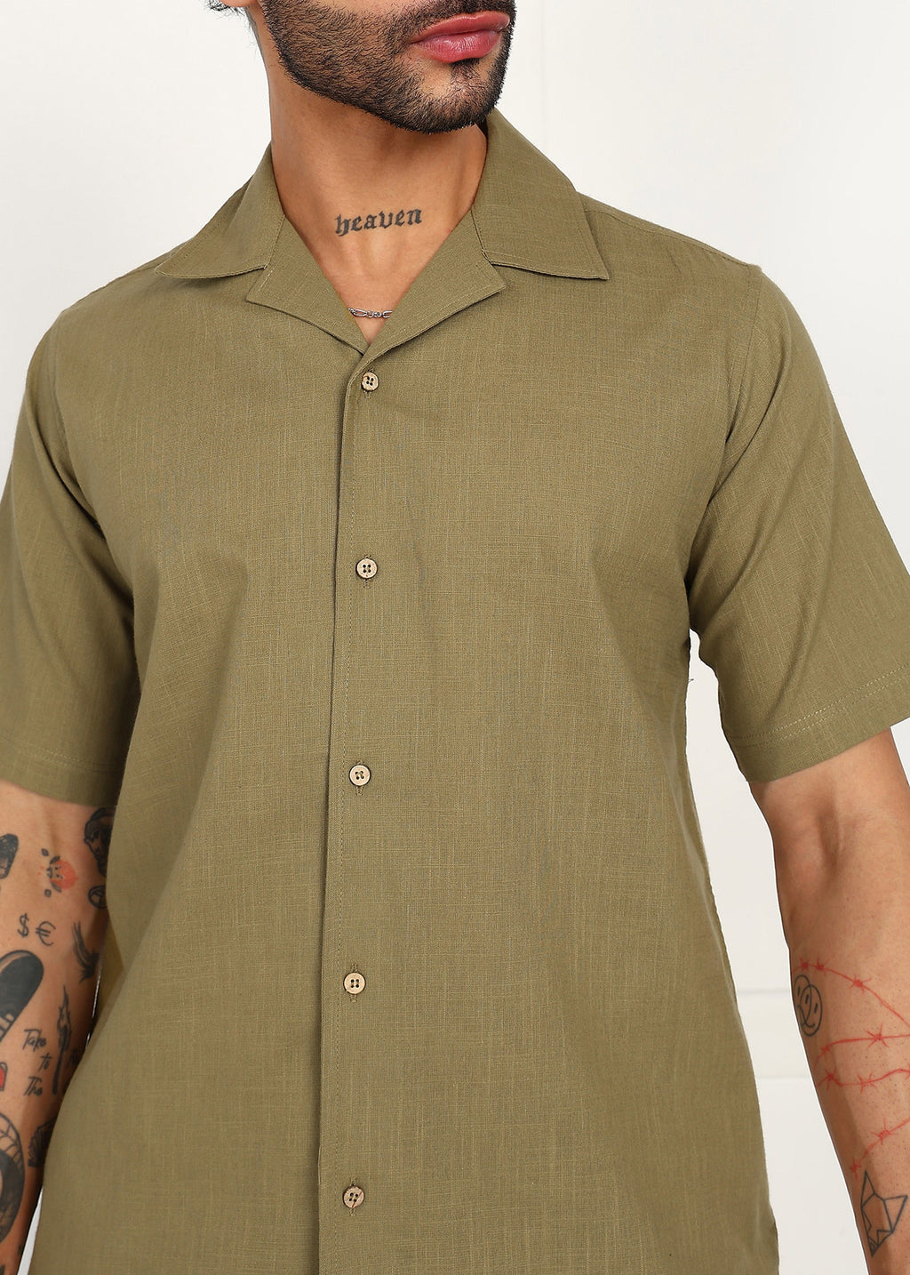Fabmade Khaki Ease Linen Co-Ord Set