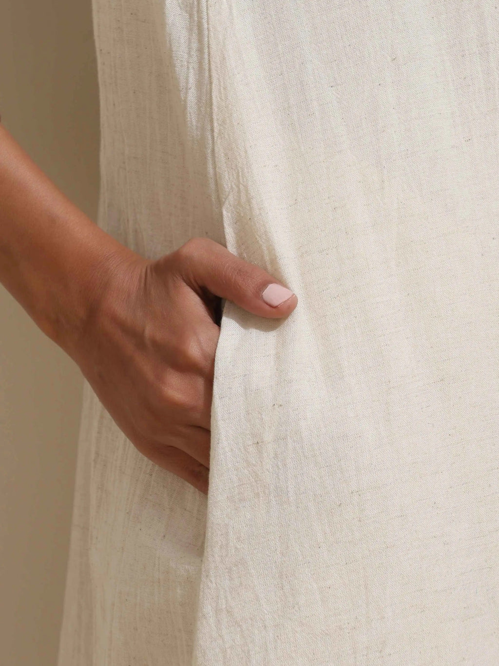 trueBrowns Off White Cotton Linen Angrakha Kurta Pant Set - Distacart