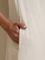 trueBrowns Off White Cotton Linen Angrakha Kurta Pant Set - Distacart