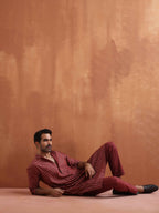 trueBrowns Men's Rust Cotton Dobby Kurta