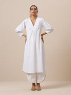trueBrowns Cotton White Textured Curve Pant