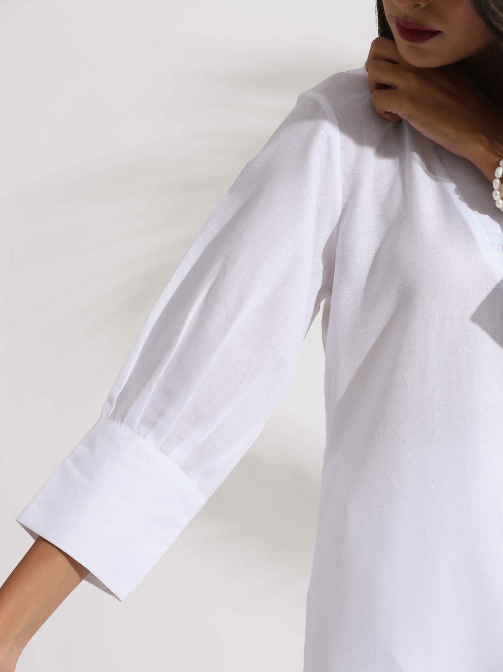 trueBrowns White Slub Kurta Set - Distacart