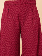 InWeave Women's Maroon Chikankari Long Anarkali Kurta Palazzo Set W Dupatta