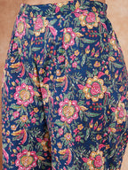 InWeave Women's Blue Green Pink Floral Print Flared Kurta Pant Set - Distacart