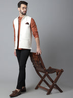 Even Apparels Men's White Pure Wool Nehru Jacket