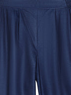 Ahalyaa Girls Navy Blue Velvet Angrakha Gotta Patti Kids Kurta with Palazzos - Distacart