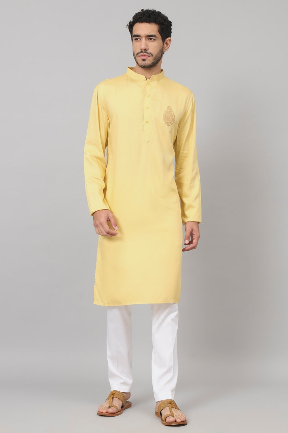 Paisley Embroidered Cotton Kurta by Hilo Design
