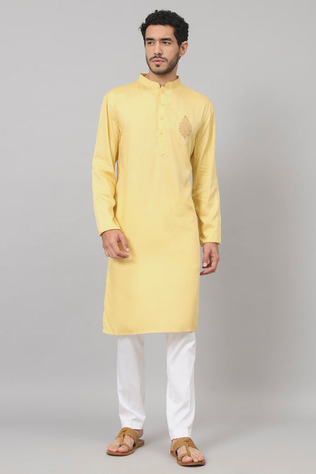 Paisley Embroidered Cotton Kurta by Hilo Design