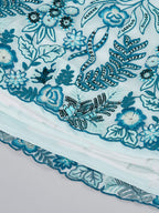 House of Panchhi Turquoise Blue Net Sequins, Mirror And Thread Embroidery Lehenga Choli & Dupatta