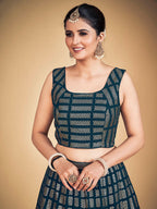 Myra Teal Blue Georgette Real Georgette Lehenga Choli