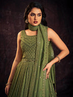 Myra Green Real Georgette Designer Gown Style Suit - Distacart