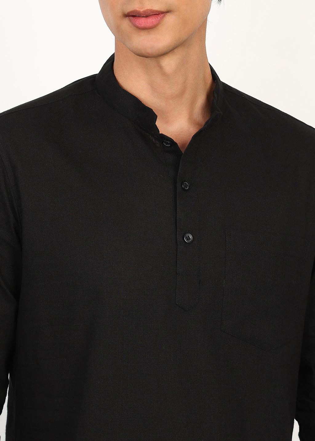 Fabmade Noir Linen Short Kurta