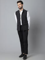 Even Apparels Men's Black Nehru Jacket With Welt Pockets