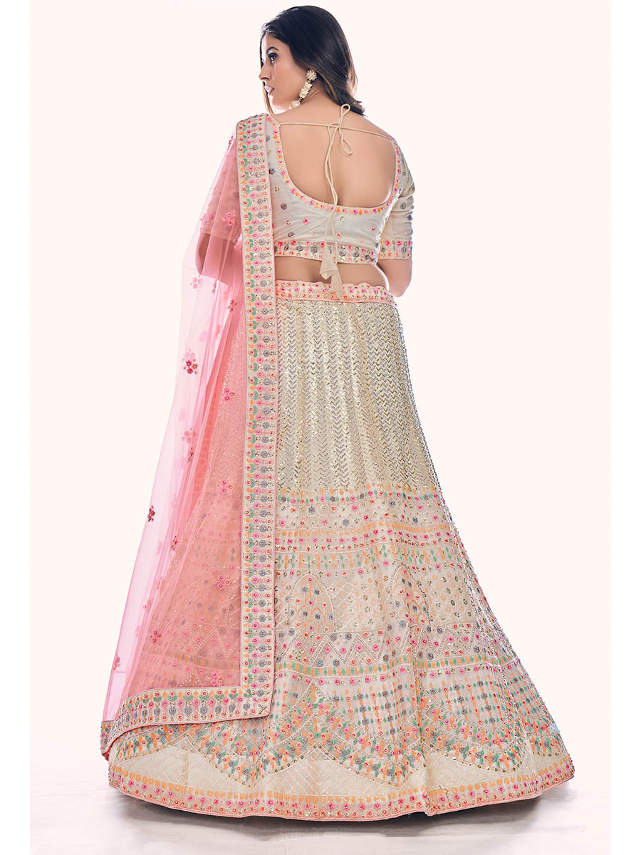 Myra White Soft Net Embroidered Designer Lehenga Choli
