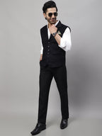 Even Apparels Men's Black Nehru Jacket With Welt Pockets