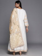 Ahalyaa Plus Size Boat Neck Maxi Ethnic Dress With Dupatta - Distacart