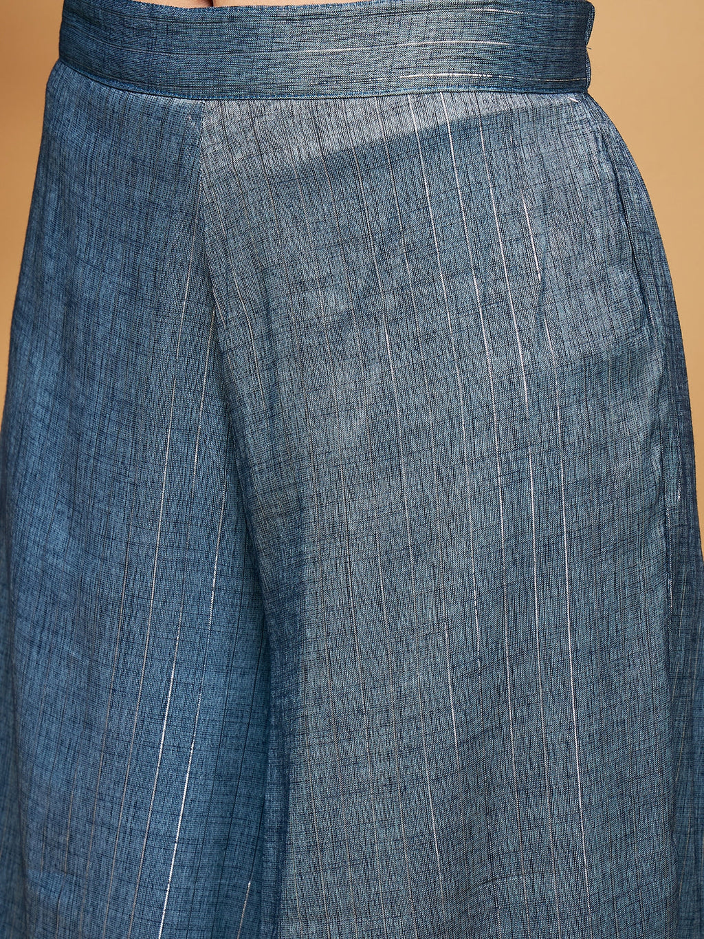 InWeave Women's Blue Lurex Short Pallazo Kurta Set