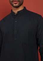 Fabmade Onyx Noir Mandarin Collar Short Kurta