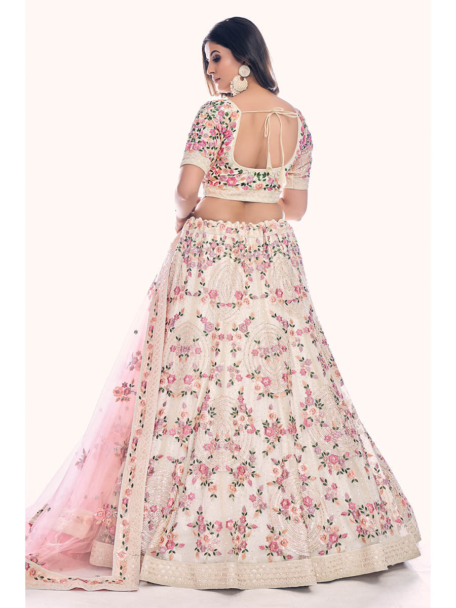 Myra White Soft Net Embroidered Designer Lehenga Choli