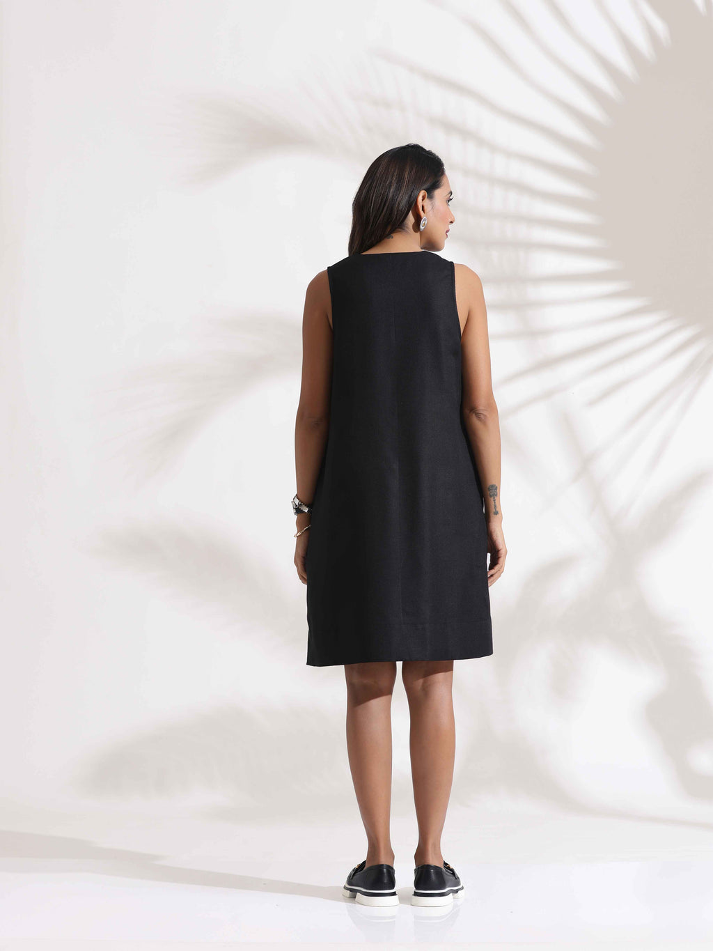 trueBrowns Black Slub Dress - Distacart