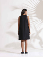 trueBrowns Black Slub Dress - Distacart