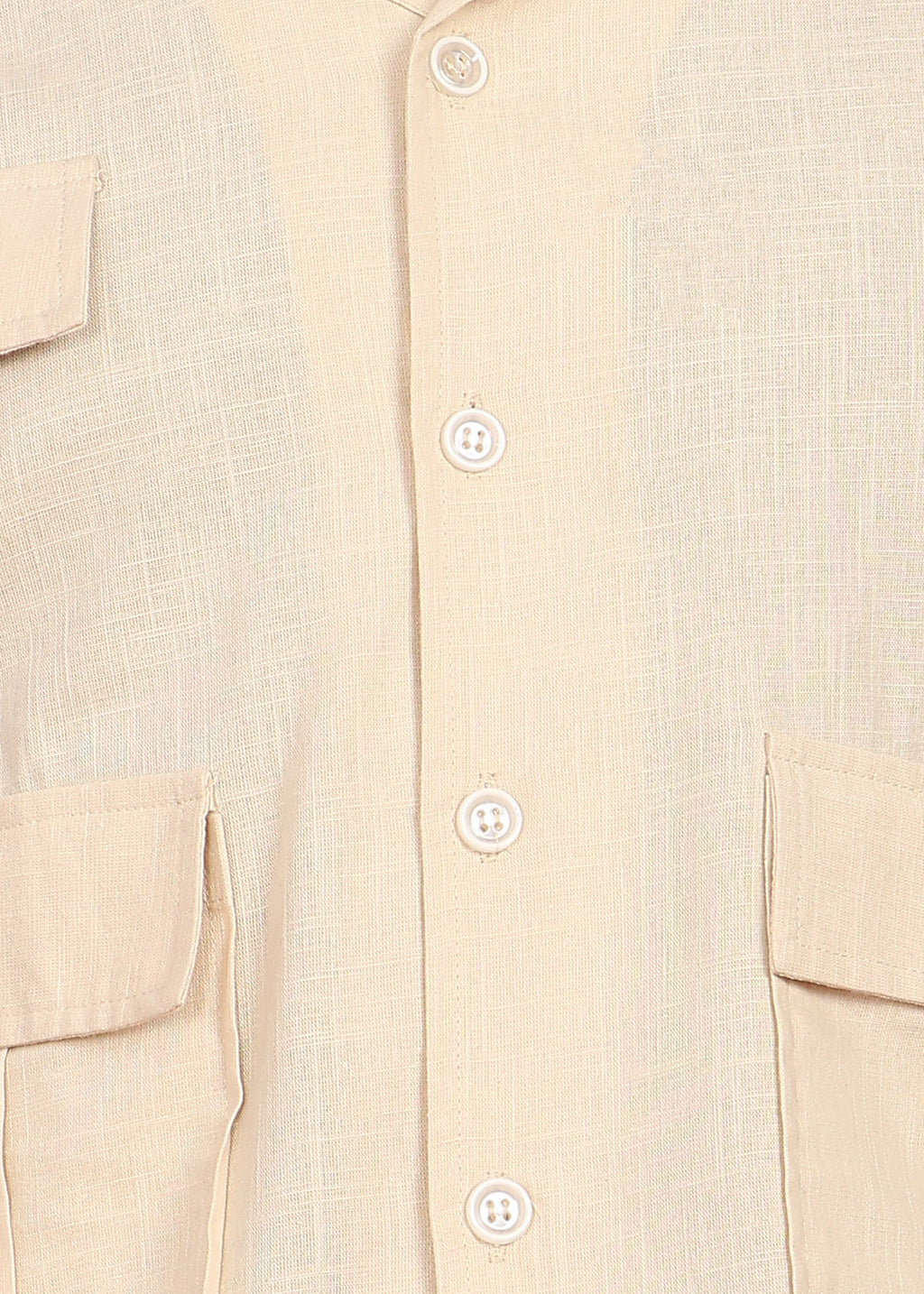 Fabmade Men’S Cream Shirt With 3 Pockets – Relaxed Fit